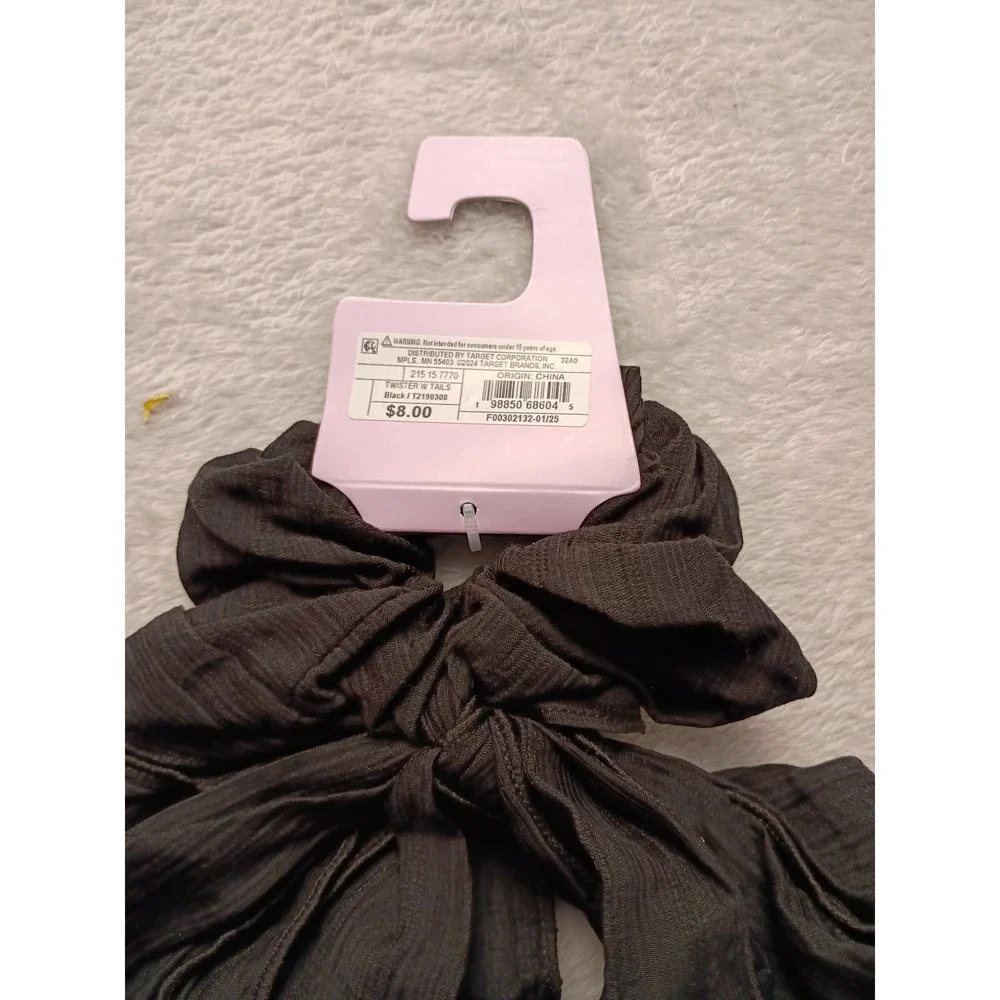 Wild Fable Twister With Tails Hair Scrunchie Set Black Floral Rose 2 Pack NWT